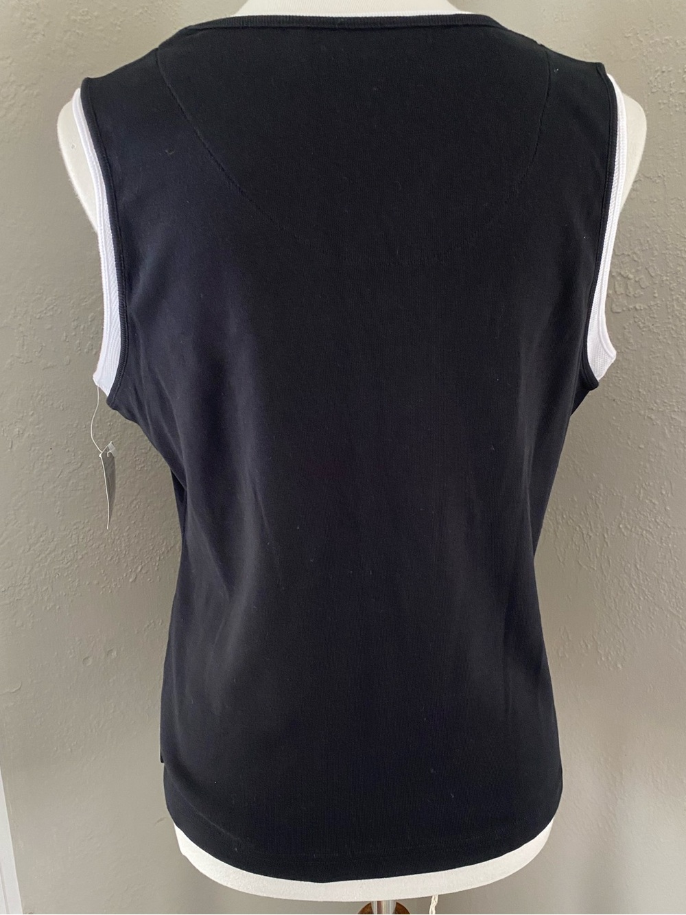 Vtg NWT Black Double Layer Ruche Mesh Sporty Tank Top Minimalist Everyday Casual - Picture 8 of 11